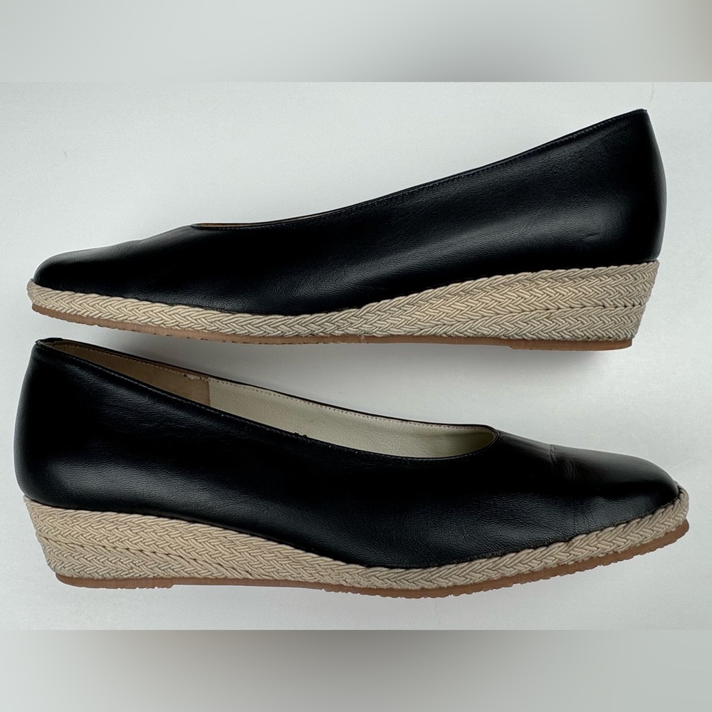 La Badia Firenze Leather Upper Espadrille Shoes. Navy Blue. Size- 8